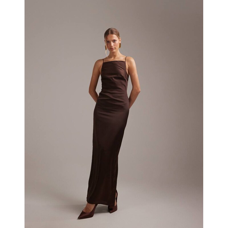 ASOS DESIGN bridesmaids high neck tie strap column maxi dress in