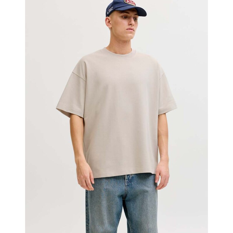 Jack & Jones oversized breathable t-shirt in cream-White