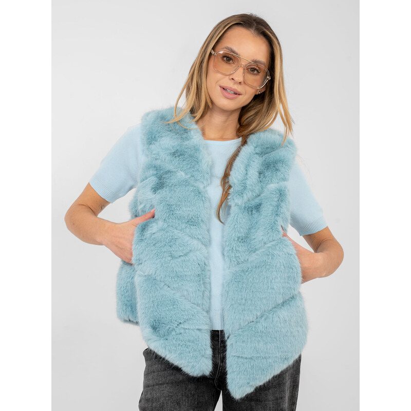 Wool Fashion Italia Dámská měkká vesta v mentolové barvě