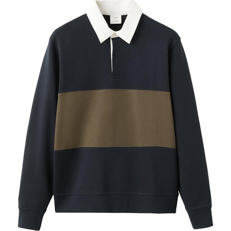 MANGO MAN Mikina PETERB námořnická modř / khaki / bílá