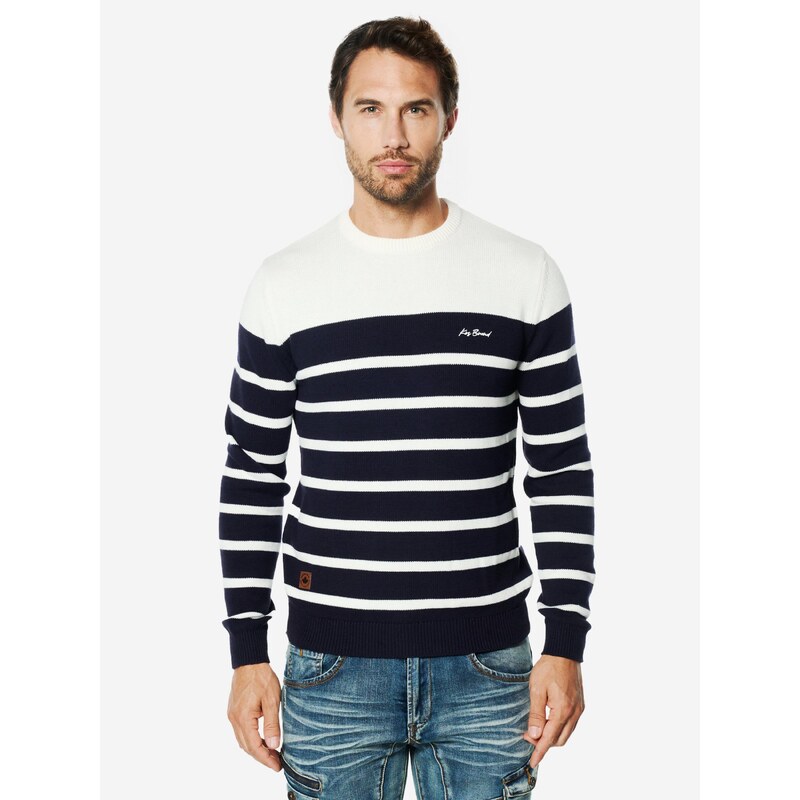 KOROSHI Svetr marine modrá / offwhite