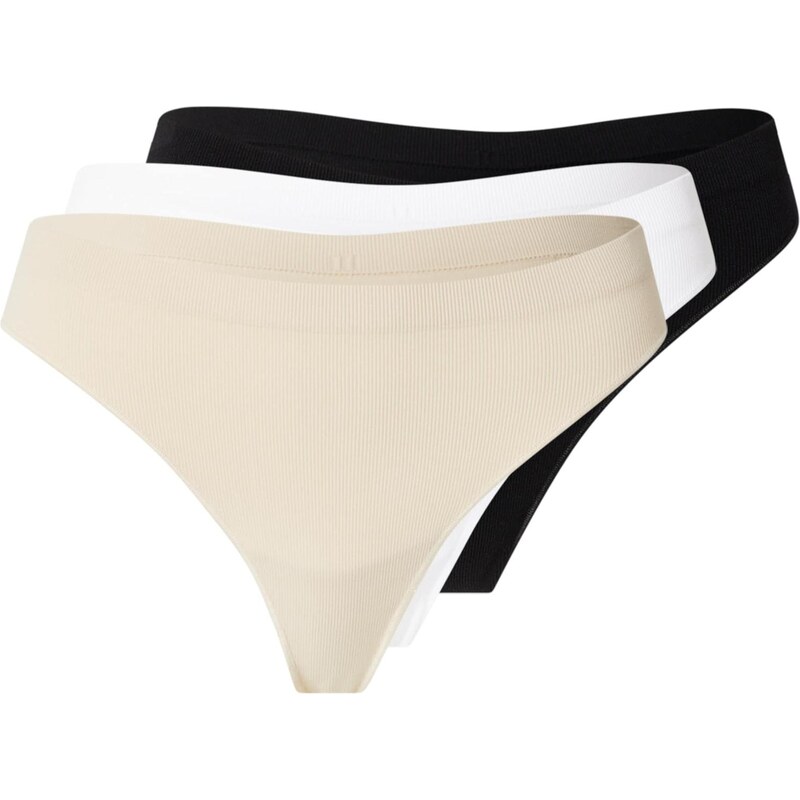 ONLY Tanga ONLVICKY béžová / černá / bílá 112838958