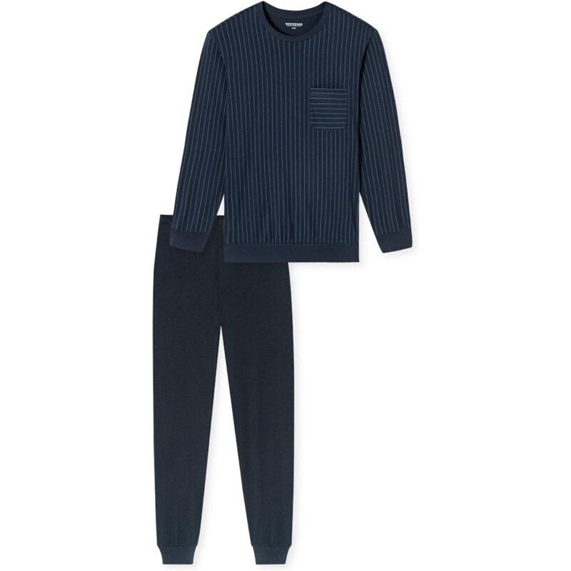 SCHIESSER Pyžamo dlouhé Comfort Essentials modrá / tmavě modrá