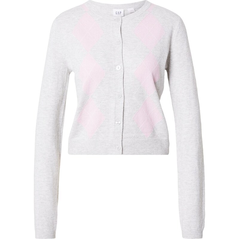 GAP Kardigan CASHSOFT ARGYLE světle šedá / růže