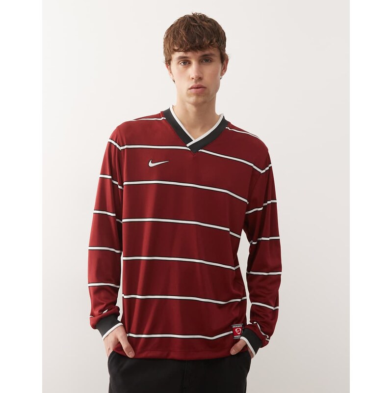 Nike Football striped long sleeve t-shirt in burgundy-Red