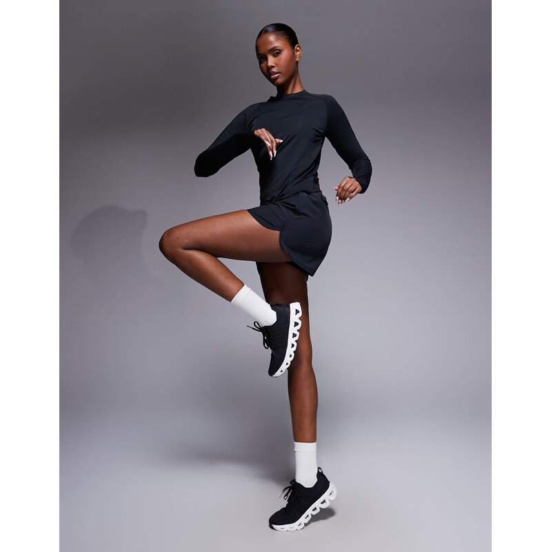 4505 high waist woven running short with zip phone pocket in black 113263309