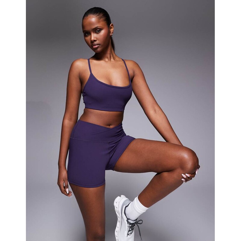 4505 micro rib wrap waist 3 inch booty short in grape-Purple 112818598
