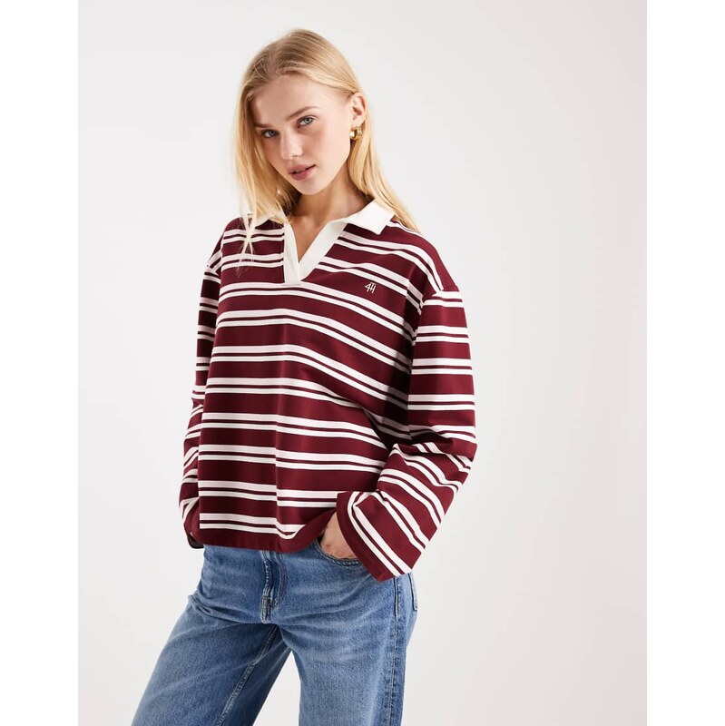 4th & Reckless exclusive cotton rich collared long sleeve embroidered 115520193
