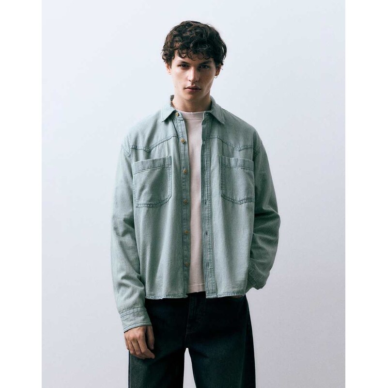 Pull&Bear Cowboy striped shirt in blue