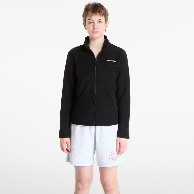 Mikina Sporty & Rich Serif Logo Zipped Polar Fleece Black L 115081673