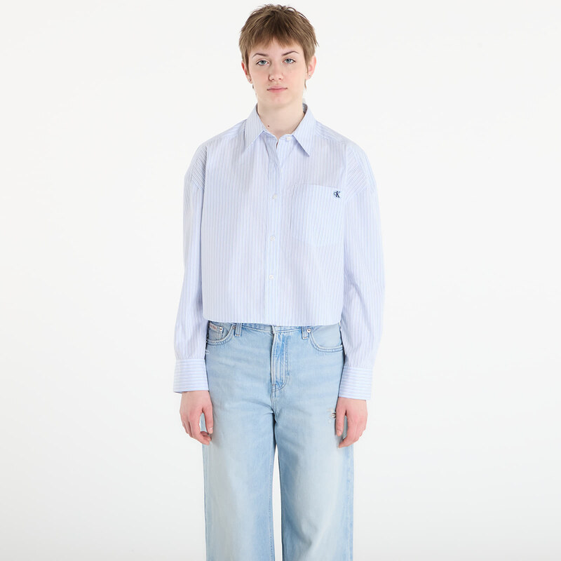 Košile Calvin Klein Jeans Yarndye Cotton Poplin Shirt Blue XS