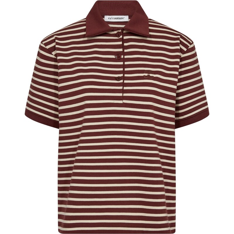 cocouture Tričko Hayes vínově červená / bílá