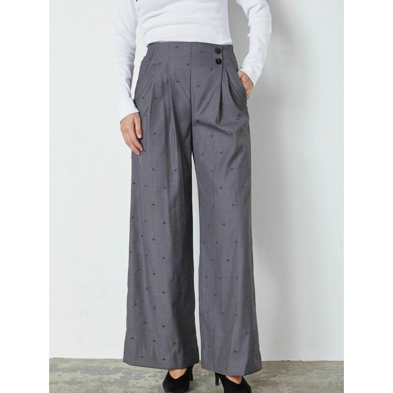 cocouture Kalhoty se sklady v pase Saga šedá 112836458
