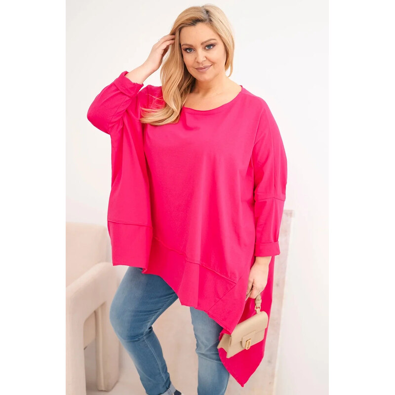 K-Fashion Dámská tunika Plus Size z bavlny s asymetrickým spodním 112585653