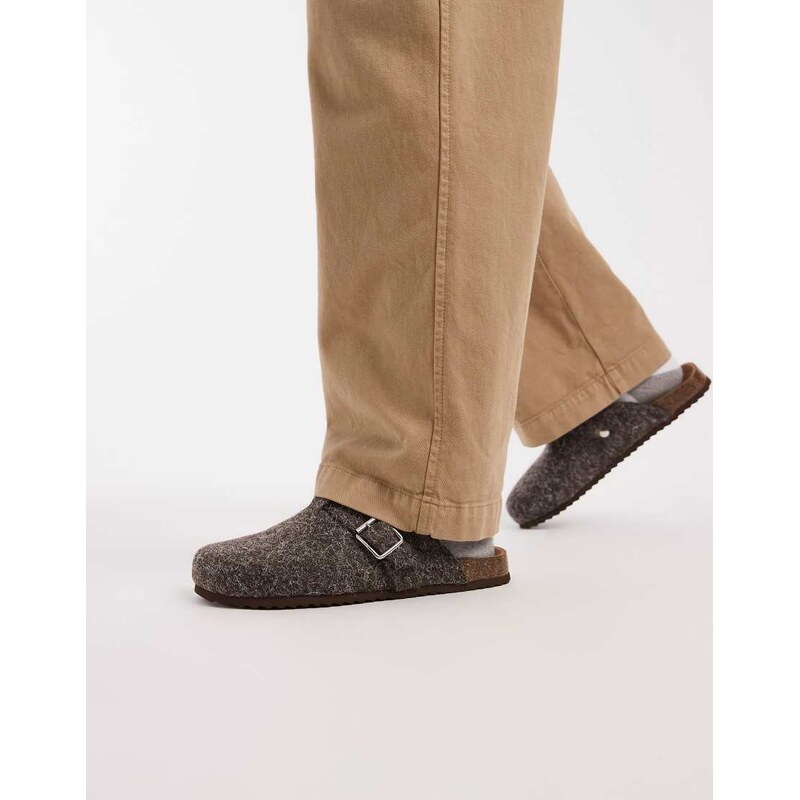 ASOS DESIGN mule loafers in brown felt