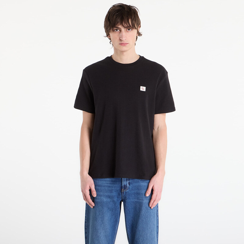 Tričko Calvin Klein Jeans Ss Waffle Badge Crew Tee Black S