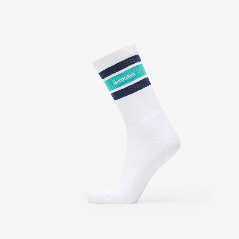 Ponožky Sporty & Rich Serif Logo Socks White/ Spring Green/