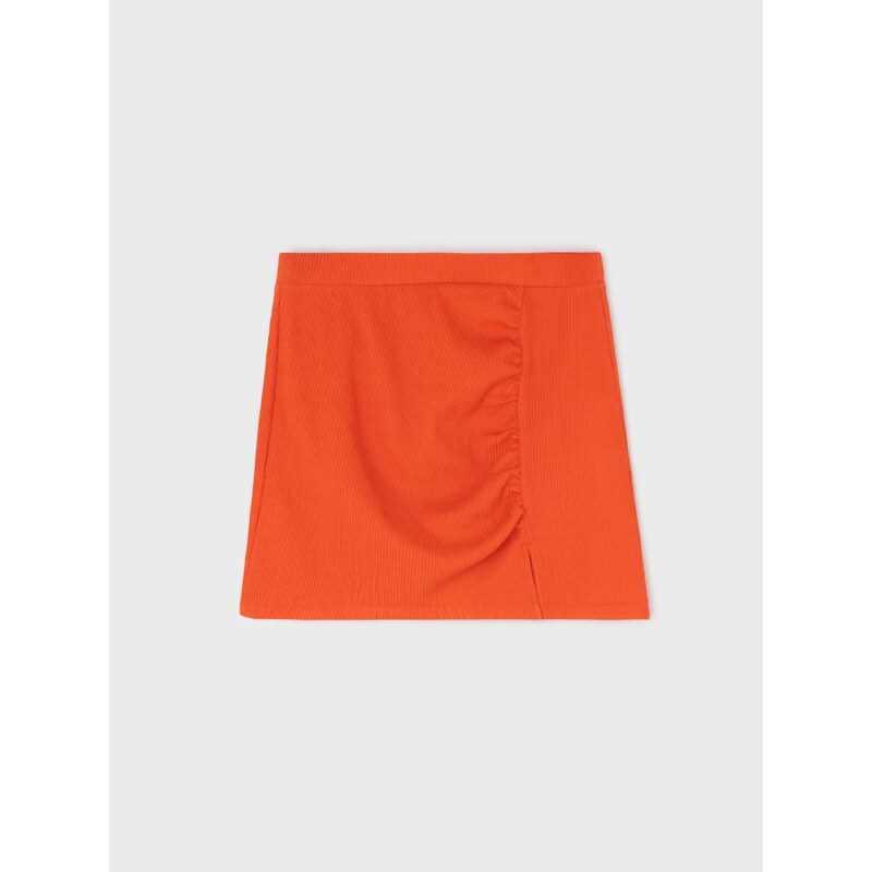 Sinsay - Žebrovaná mini sukně s řasením - oranžová 70622513