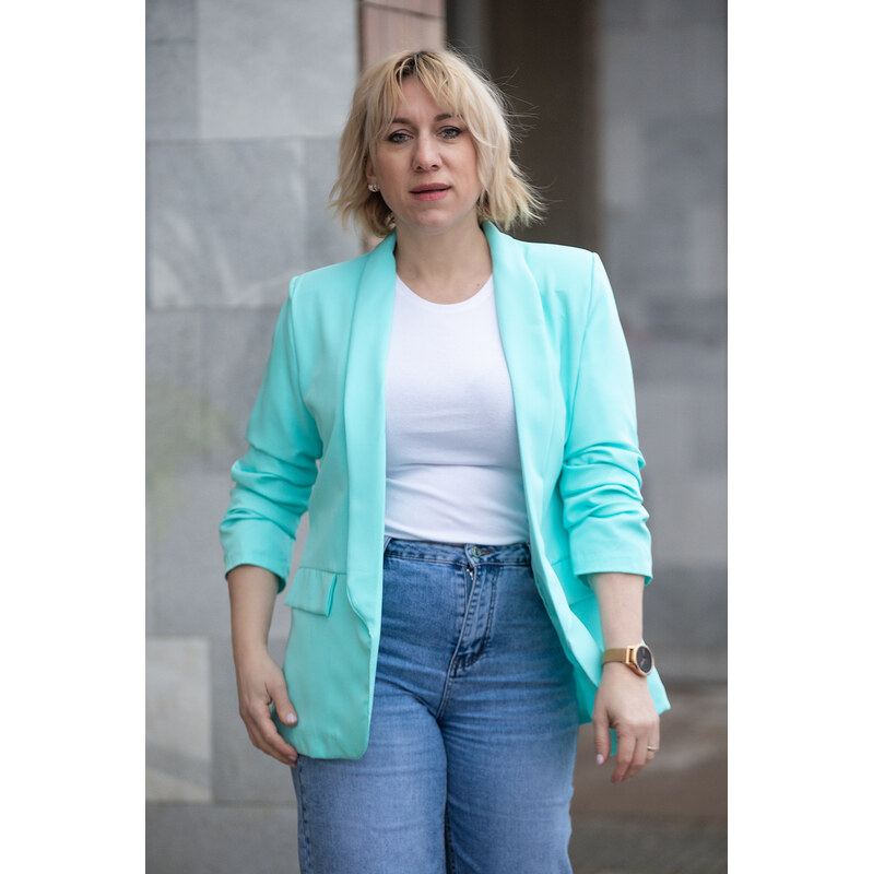 Italy fashion Elegantní sako COLOR Barva: Azurově modrá, Velikost: UNI 112843432