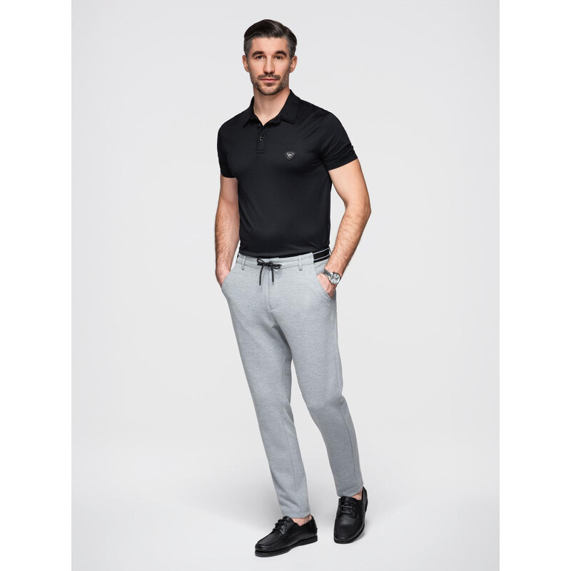 Ombre Mens knitted pants with elastic waistband - light grey