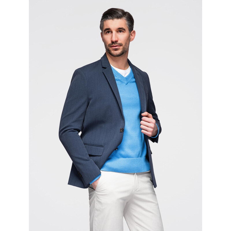 Ombre Elegant mens SLIM FIT jacket with rayon - dark blue