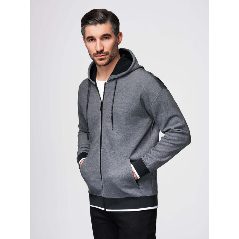 Ombre Mens softly structured hooded sweatshirt - black