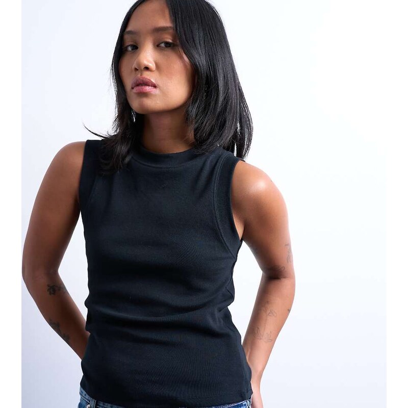 Topshop petite slim tank in black 114680102