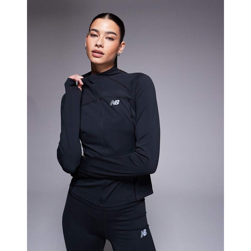 New Balance Harmony fitted full zip jacket in black