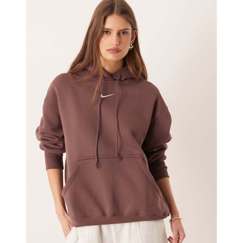 Nike Phoenix Fleece oversized hoodie in dark purple-Green