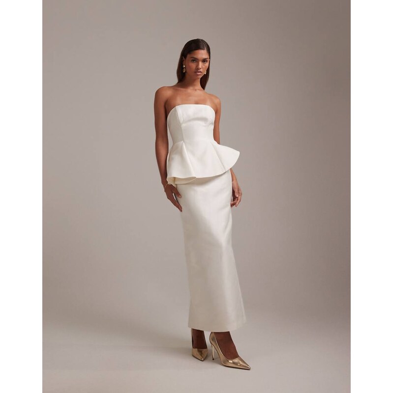 ASOS DESIGN structured overlay wedding dress with pencil skirt