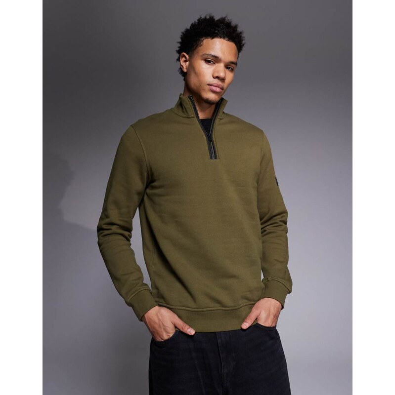 Barbour International rufforth half zip sweatshirt in light sage-Green 112844293