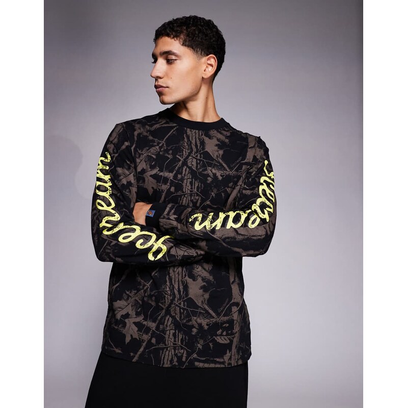 ICECREAM all over tree camo print long sleeve t-shirt in black