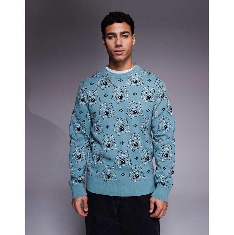 ICECREAM monogram knitted jumper in blue