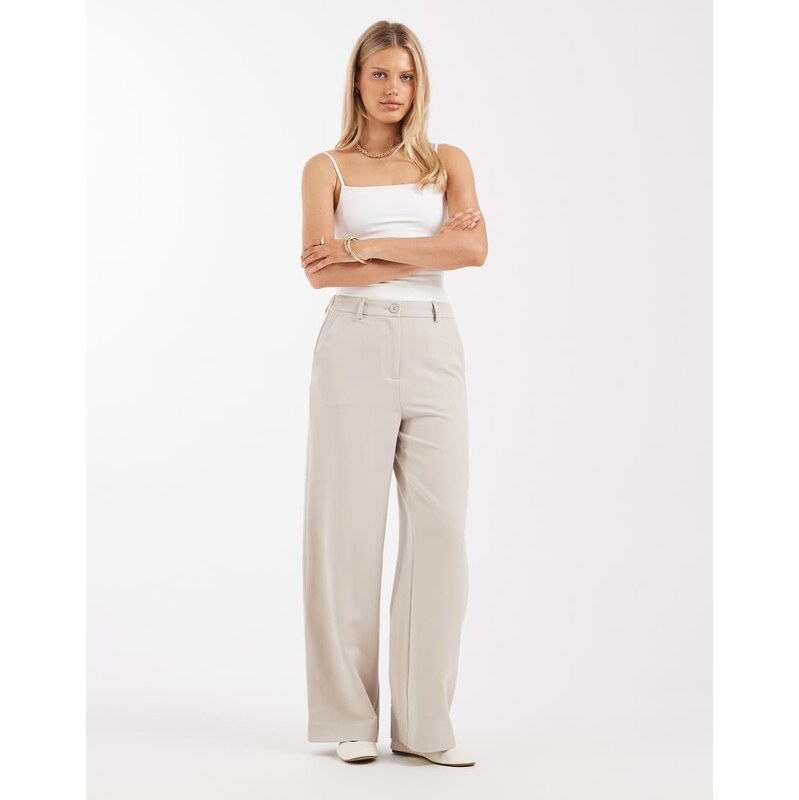 Pieces tailored high waist wide leg trousers co-ord in silver grey 115519083