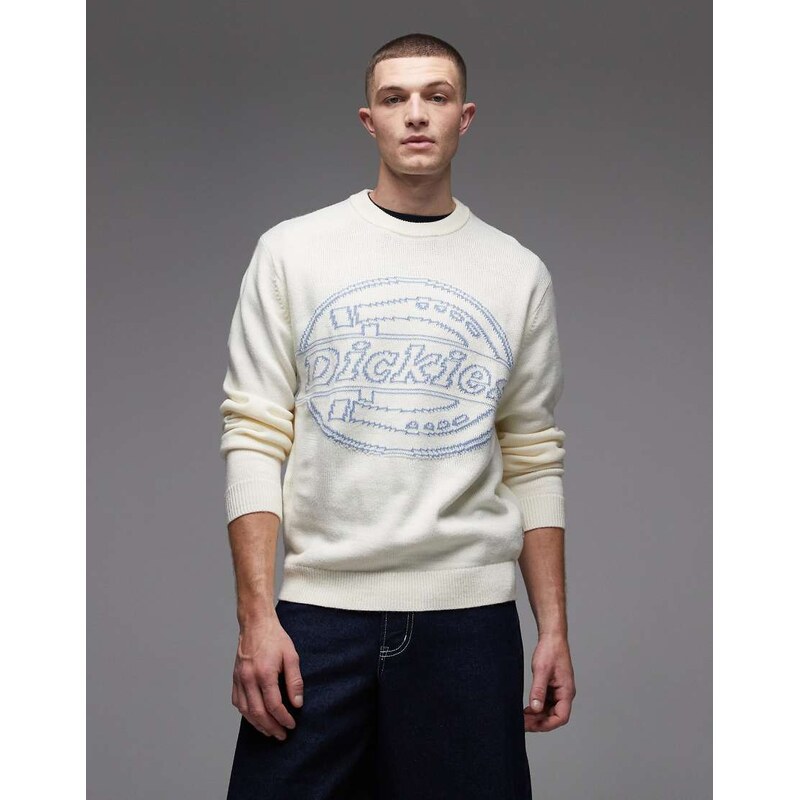 Dickies Union jacquard sweater in off white