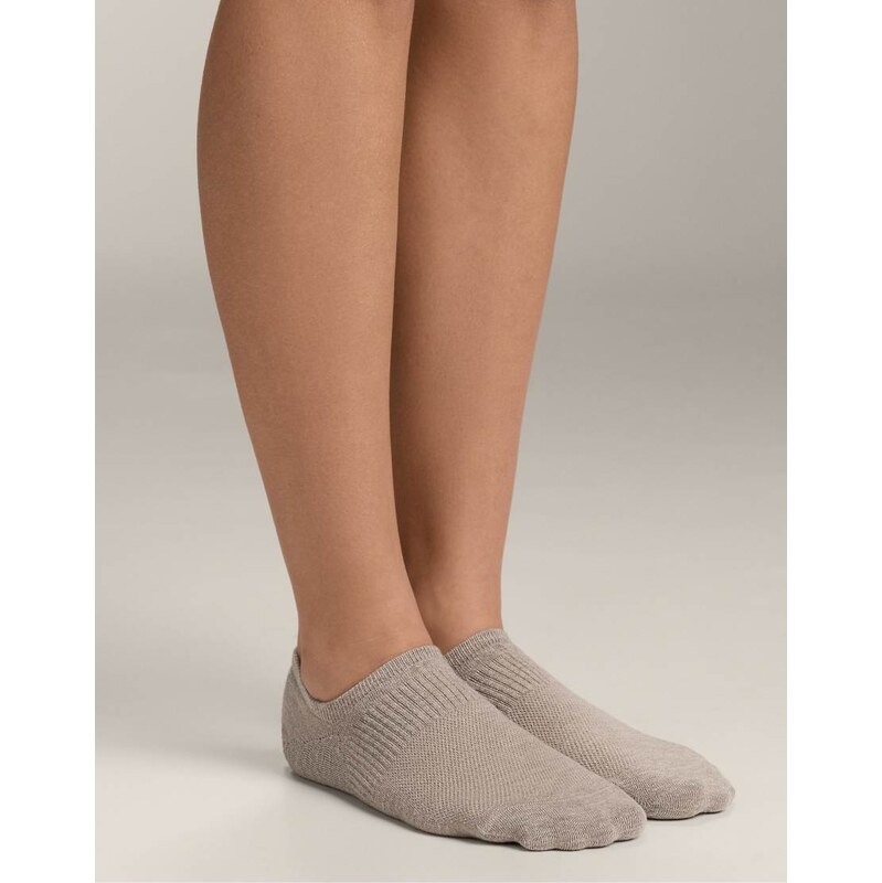 OYSHO 3 pairs of high-cut cotton blend invisible sports socks in tan 112844370