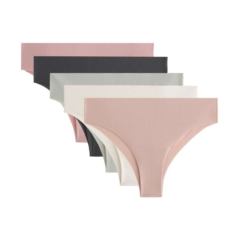 OYSHO 5 laser-cut light polyamide blend cheeky brazilian briefs in 112844376