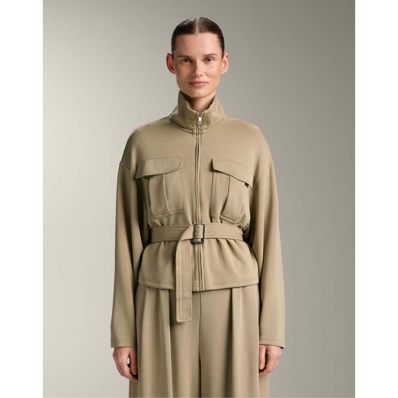 OYSHO Soft-touch belted jacket with modal in beige-Neutral 112844388