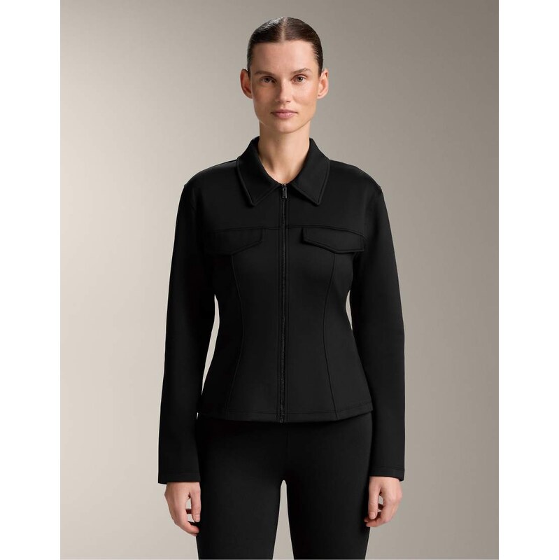OYSHO Neoprene-effect ribbed jacket in black