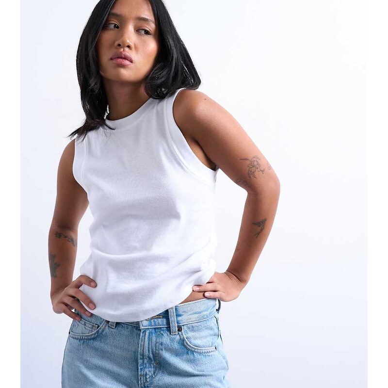 Topshop petite slim tank in white 115510322