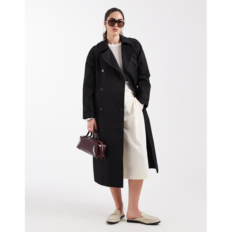 ASOS DESIGN longline water repellent trench coat in black 115515607