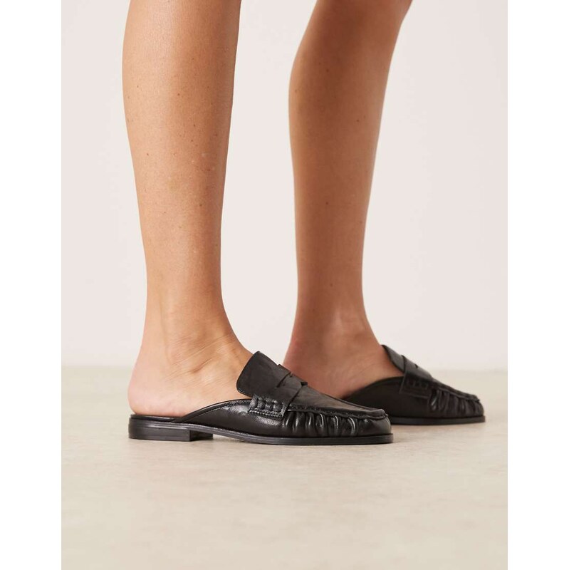ASOS DESIGN Mouse ruched detail loafer mules in black