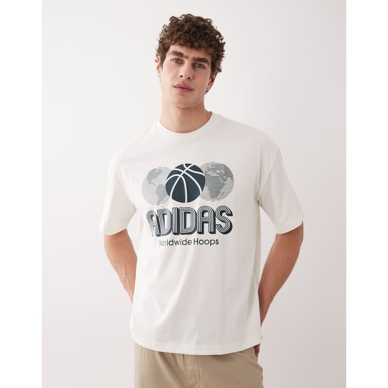 adidas Originals basketball graphic t-shirt in off white