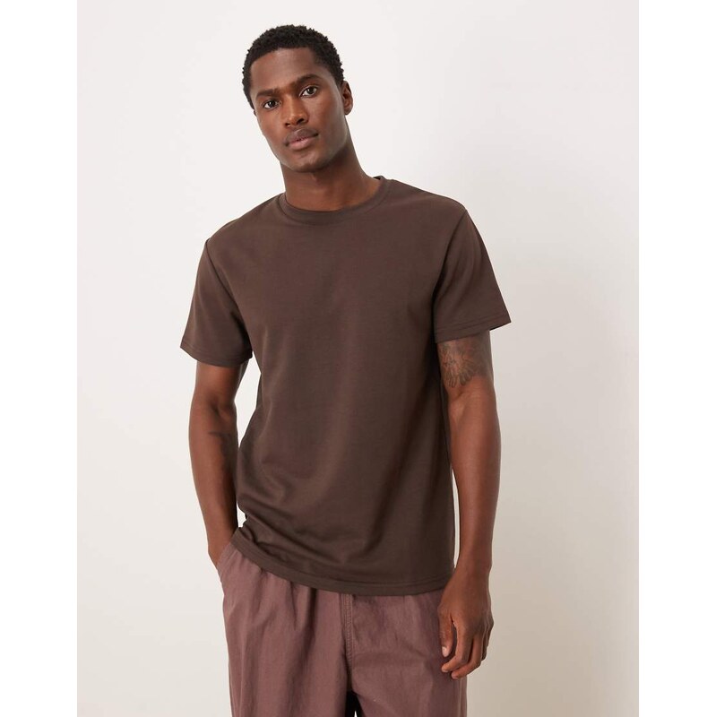 ASOS DESIGN breatheMAX heavyweight regular fit t-shirt in brown