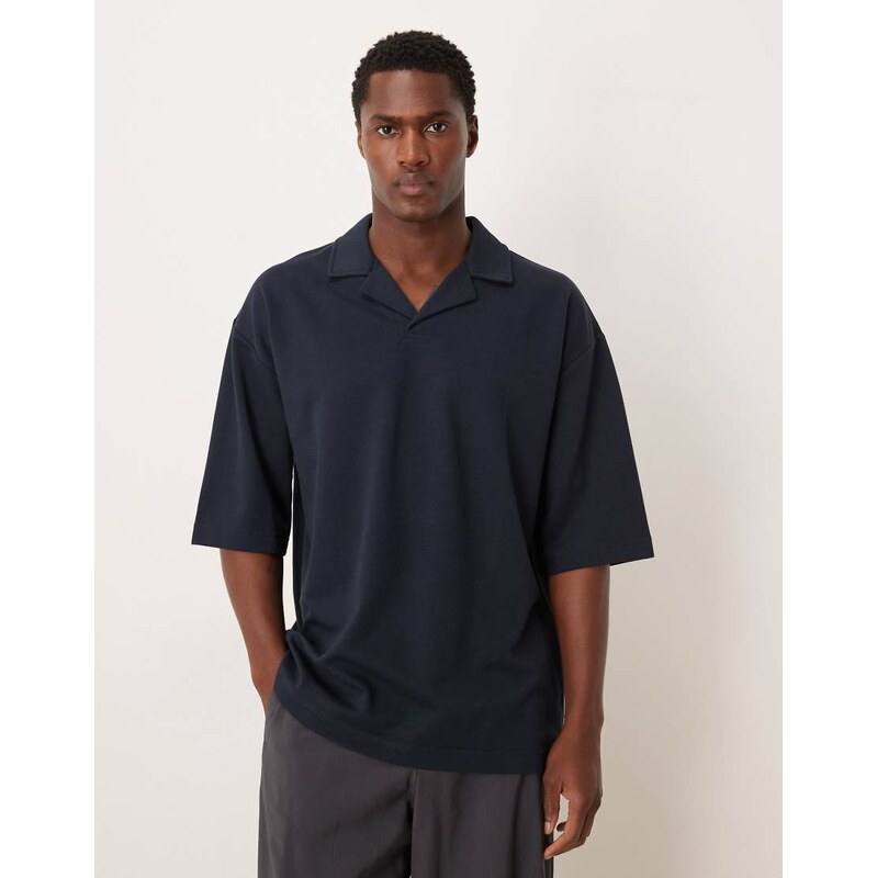 ASOS DESIGN heavyweight oversized half sleeve revere polo in