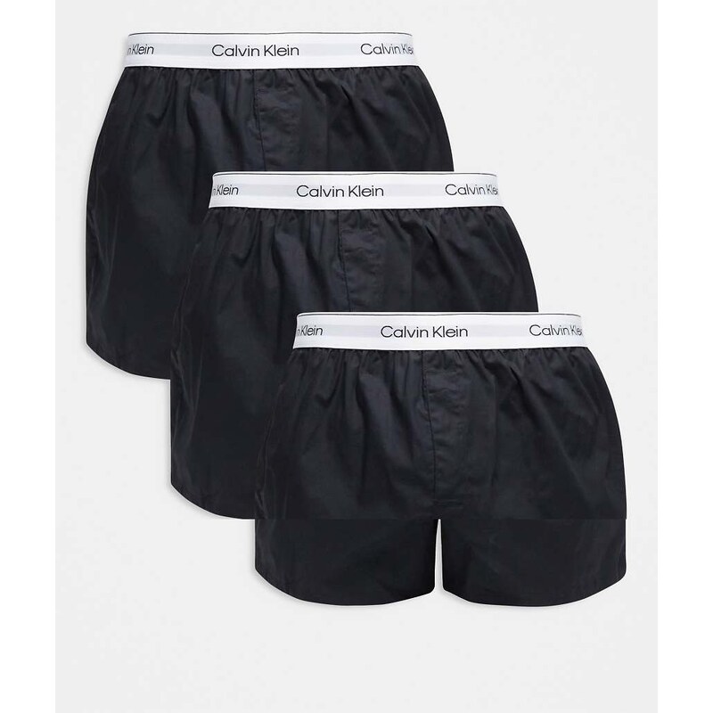 Calvin Klein Icon Cotton Stretch 3 pack relaxed boxers in black