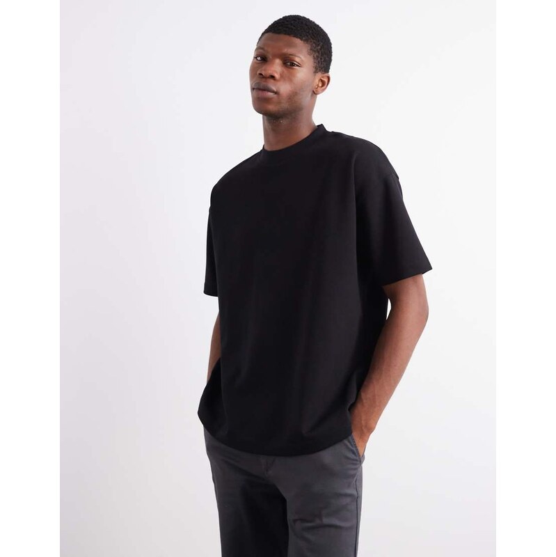 ASOS DESIGN heavyweight oversized t-shirt in black soft touch