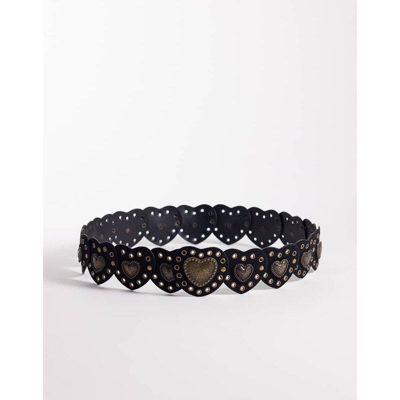 ASOS DESIGN faux suede studded heart disc detail waist and hip belt in 112856557