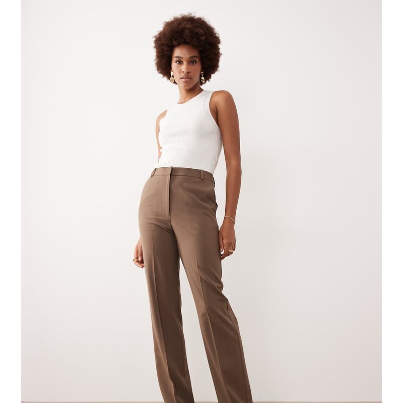 ASOS DESIGN Tall tailored slim straight leg trousers in dark
