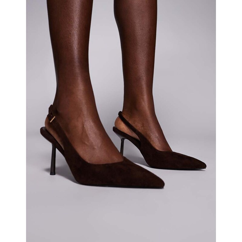 SIMMI Shoes Simmi London Heky slingback heeled shoes in brown suedette 112846738